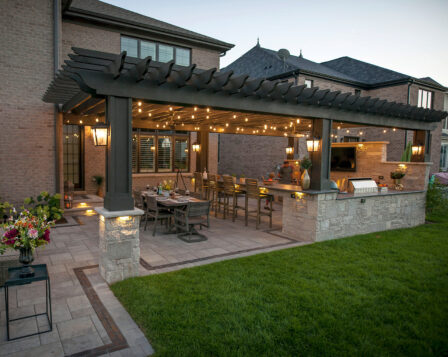 Wood Dark Pergola Evening